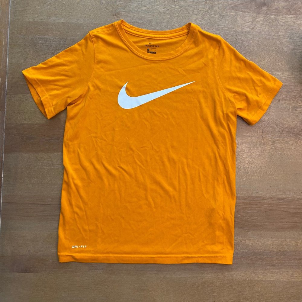 Nike Youth Orange TShirt with White Swoosh, Size Medium Dri-Fit